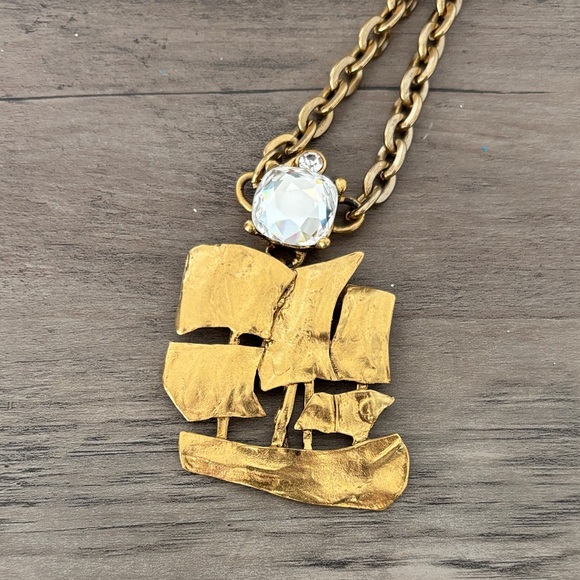 YSL Gold Ship Pendant Necklace - Picture 3 of 9